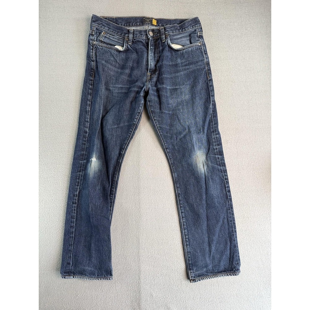 J.Crew 770 Jeans Mens 32x30 Medium Wash Blue Regular Straight Distressed Denim